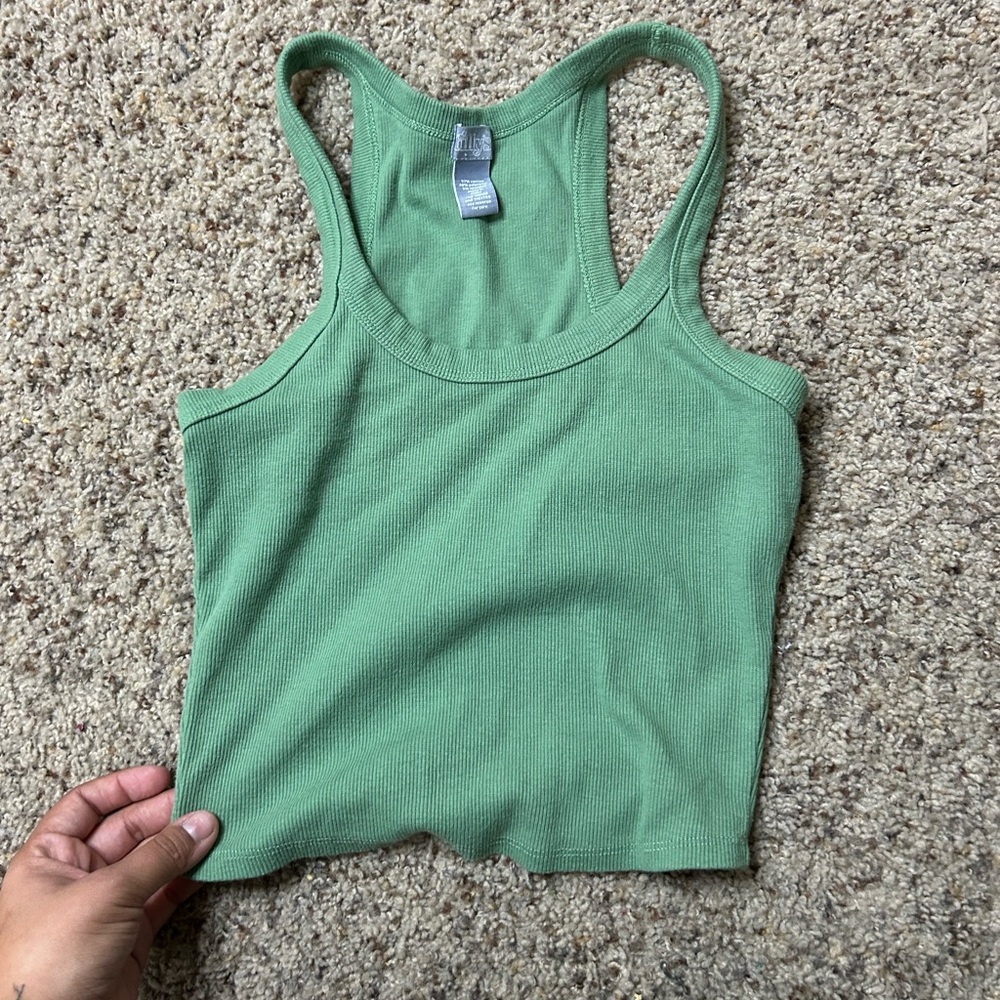 Tilly's Sage Ribbed Tank Top - Picture 2 of 4